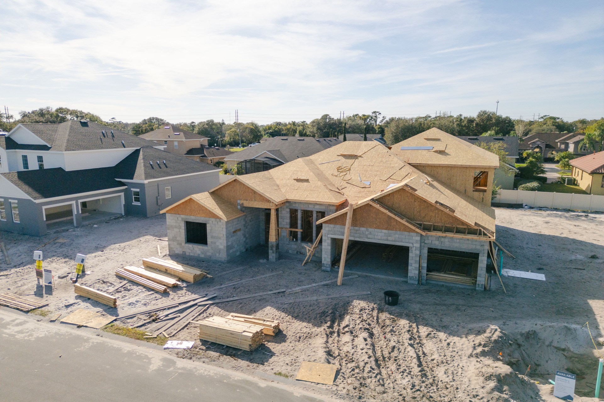 New Construction Home - Connecticut - Developing Neighborhood - House Under Construction - 